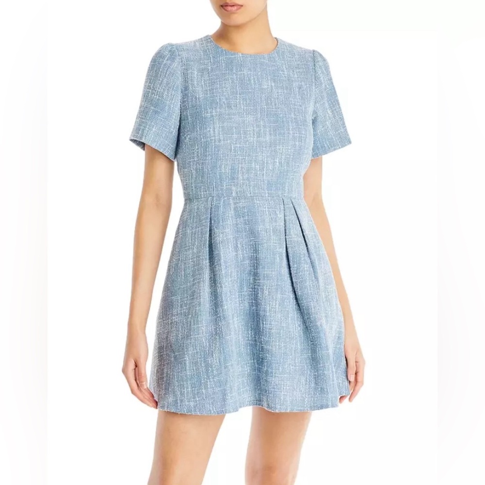 Bloomingdale’s Aqua Boucle Mini Dress Blue Tweed Size XS